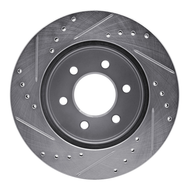 Dodge Dakota Brake Rotor (1) - Front Right - R1 Concepts - Drilled & Slotted - Silver - `97-`02